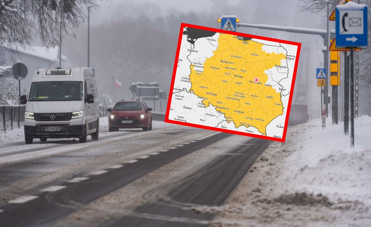 wiadomości,aktualności,WP Wiadomości Silny mróz i śnieżyce. Niemal cały kraj na żółto