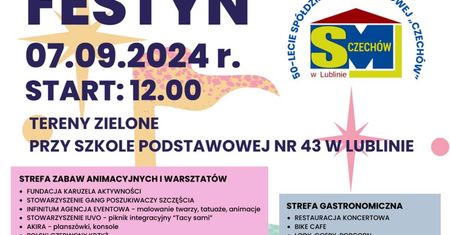 Festyn Spółdzielni Mieszkaniowej Czechów 2024. Gwiazdą imprezy Wojtek Cugowski. Zobacz godzinowy program