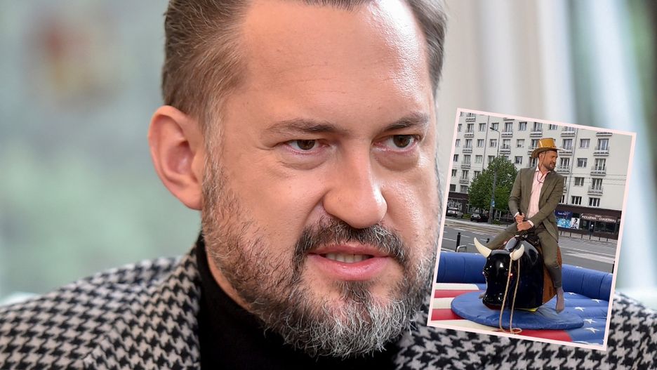 Marcin Prokop spadł z mechanicznego byka w "Dzień Dobry TVN"