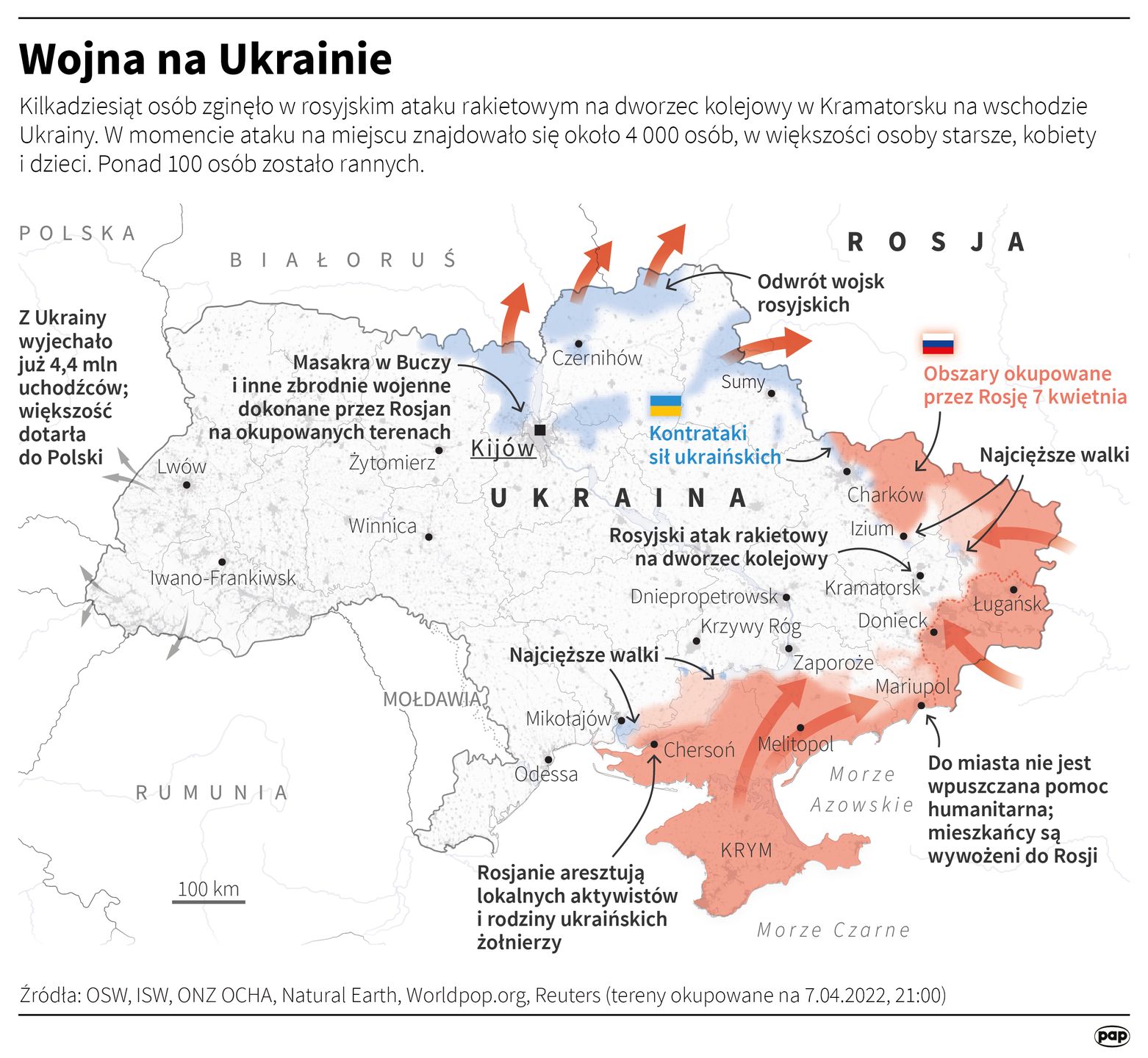 Wojna w Ukrainie, stan na 8 kwietnia 2022 r. 