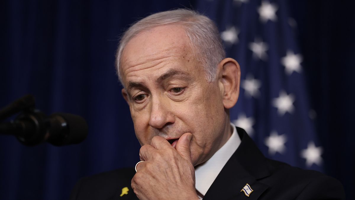 PALM BEACH, FLORIDA - DECEMBER 29: Israeli Prime Minister Benjamin Netanyahu holds a press conference with U.S. President Donald Trump at his Mar-a-Lago club on December 29, 2025 in Palm Beach, Florida. The two leaders held a bilateral meeting to discuss regional security in the Middle East as well as the U.S.-Israel partnership.  (Photo by Joe Raedle/Getty Images)