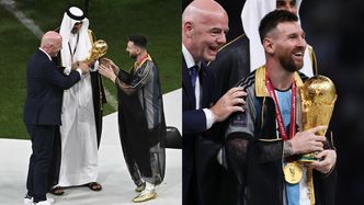 Zdjęcia Leo Messiego odbierającego Puchar Świata w biszcie wywołały falę kontrowersji. Katar SIĘ TŁUMACZY! (FOTO)