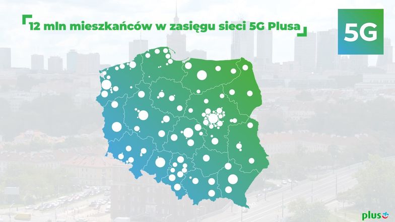 12 milionów mieszkańców Polski. Wszyscy w zasięgu sieci 5G Plusa