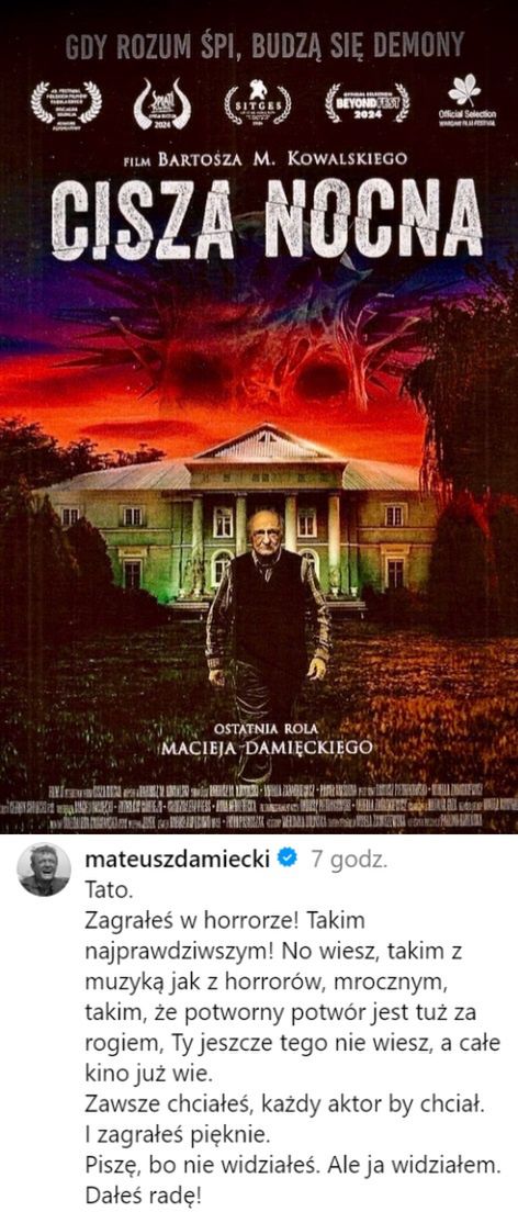 Wpis Mateusza Damięckiego na Instagramie