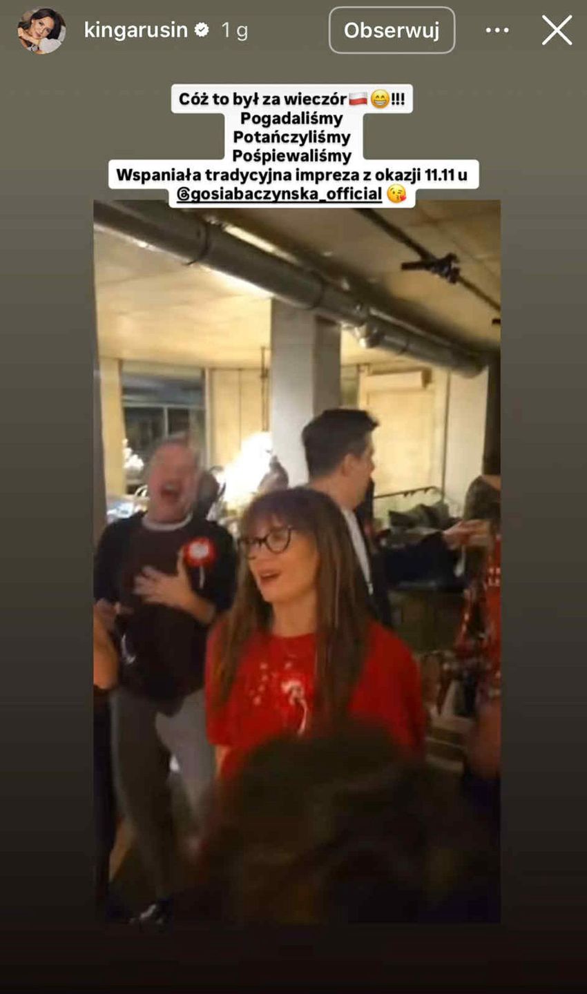 Kinga Rusin relacjonuje imprezę w celebryckim gronie