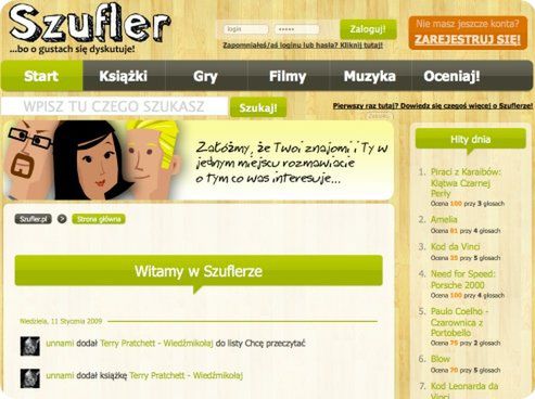 Szufler.pl - społeczność komentująca filmy, muzykę i książki