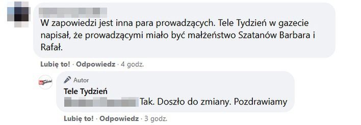 Barbara i Rafał Szatanowie zastąpieni inną parą na gali Telekamer 2021