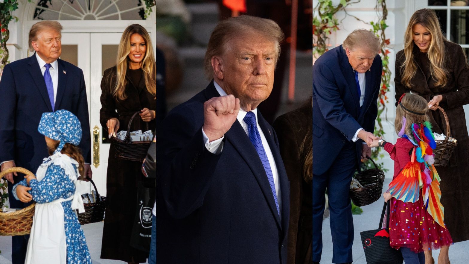 Donald i Melania Trump rozdają dzieciakom cukierki