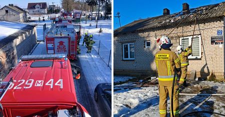 Pożar domu w Studzieńcu. Ogień uszkodził konstrukcję dachu!