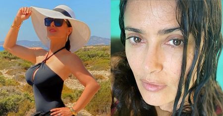 Zjawiskowa Salma Hayek dumnie pręży biust w kostiumie z lycry: "Zgadnijcie, kto kończy 54 LATA" (FOTO)
