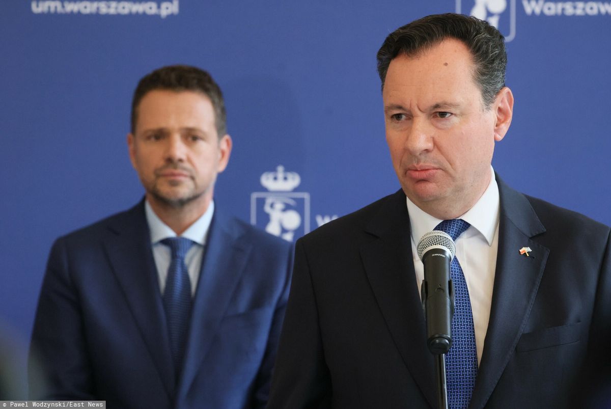 Prezydent Warszawy Rafał Trzaskowski i ambasador Izraela w Polsce Yacov Livne