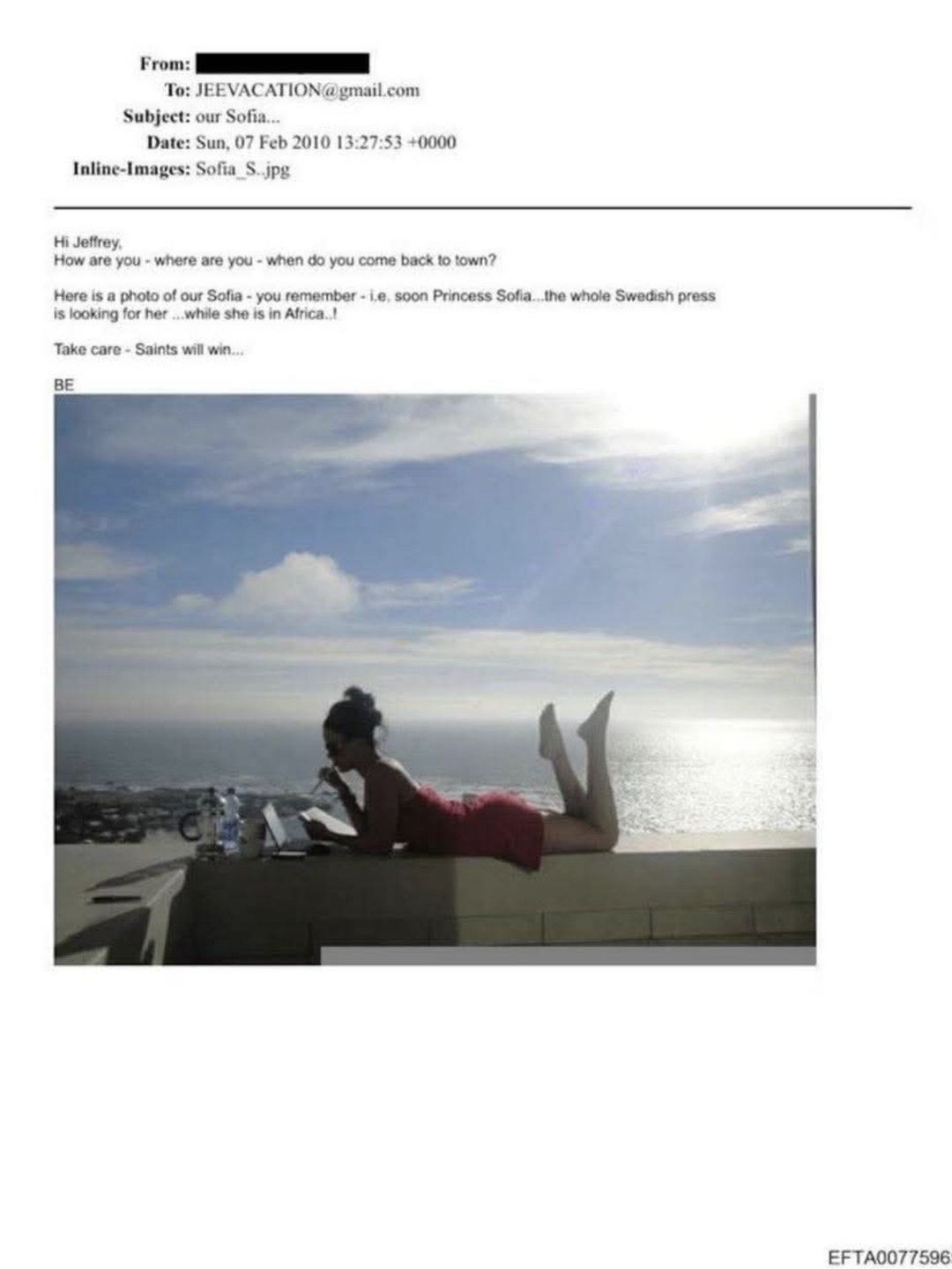 Księżniczka Sofia w aktach Epsteina 