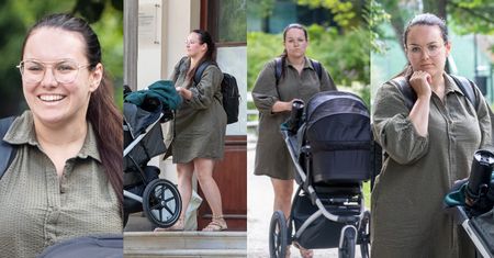 Promienna Ewa Farna spaceruje po warszawskim parku w towarzystwie najmłodszej pociechy (ZDJĘCIA)