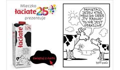 Rysunki Andrzeja Mleczki na opakowaniach mleka Łaciate