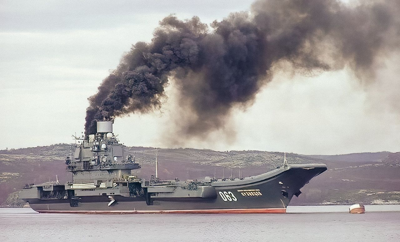 Dymiący lotniskowiec Admirał Kuzniecow
