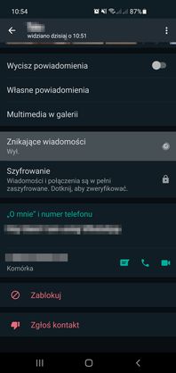 Znikające wiadomości w WhatsAppie