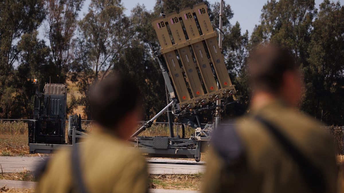 Israeli soldiers at an Iron Dome anti-missile battery site near the Gaza border in southern Israel, on Wednesday, April 17, 2024. Iran's unprecedented attack on Saturday night, lasting no more than several hours, came with a steep price tag, and points to the sheer expense of air anti-missile as nations such as Iran improve their drone and missile capabilities. Photographer: Kobi Wolf/Bloomberg via Getty Images