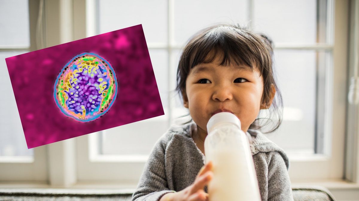 Dziecko pijące mleko