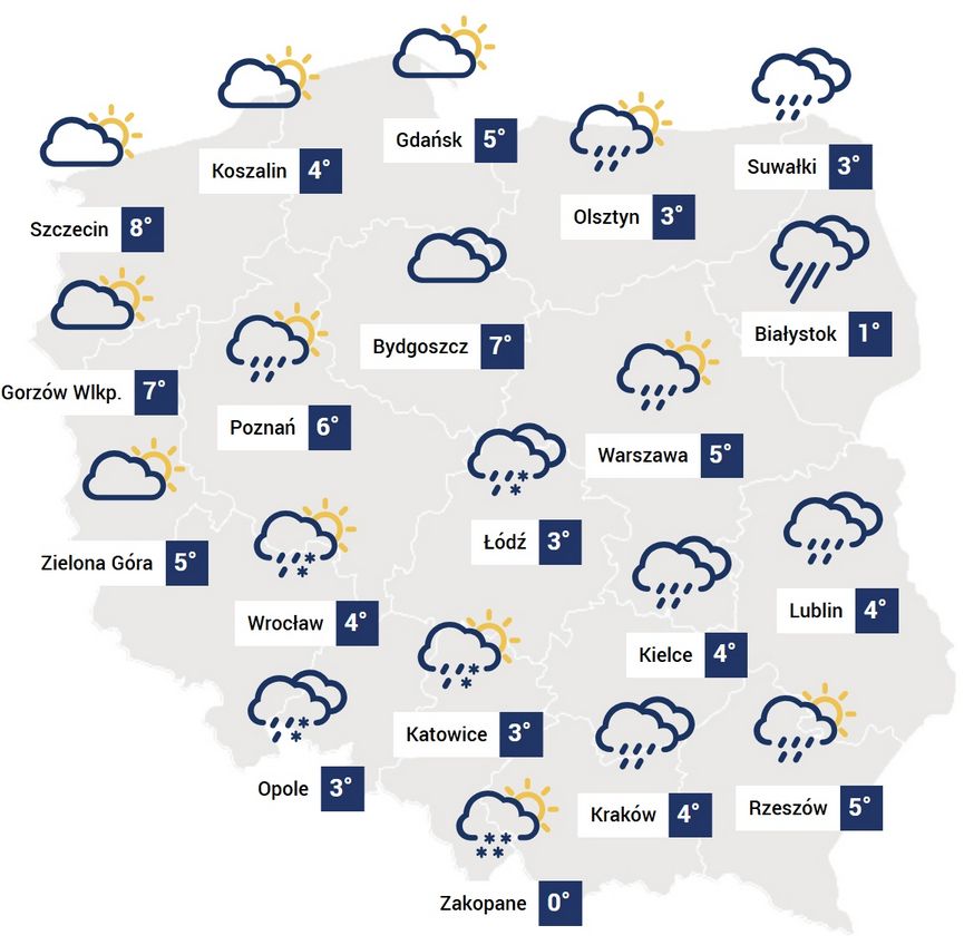 Pogoda w Polsce w Wielkanoc wg. modelu GFS