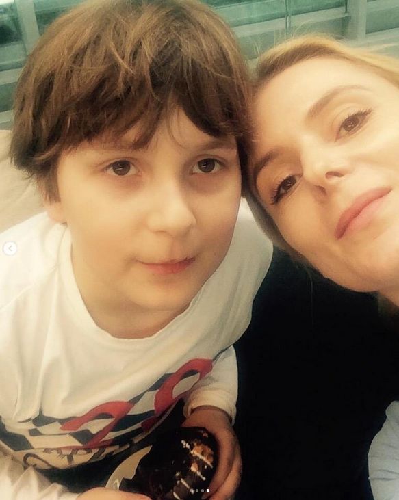 Halina Mlynkova z synem Piotrem