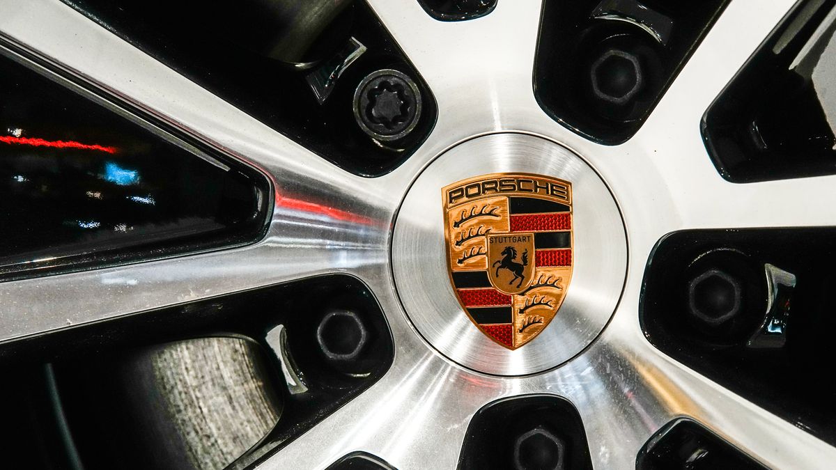 NEW YORK, NEW YORK - APRIL 02: The logo of car manufacturer Porsche is seen on the wheel rim at the New York Auto Show media day at the Jacob K. Javits Convention Center on April 02, 2026 in New York City. The 126th New York International Auto Show will have over 30 automotive manufacturers and around 700 cars, trucks and SUVs from mainstream, luxury and supercar brands. (Photo by Zamek/VIEWpress)