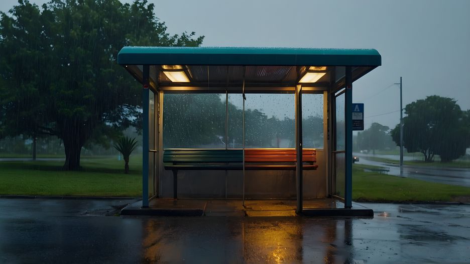 rain, busstop, shelter, wet, bus stop, traffic, cars, urban, street, weather, waiting, nature, environment, outdoors, daytime, rainfall, storm, calm, quiet, scene, view, travel, dark, transportation, tourism, background, silhouette, loneliness, ai, artificial intelligence, wallpaper, scenic, scenery, panorama, panoramic, natural, serene, peaceful, tranquil, landscape, aesthetic, water