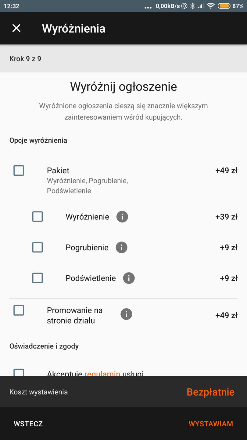 cennnik dodatkowy dla użytkowników Yanosika