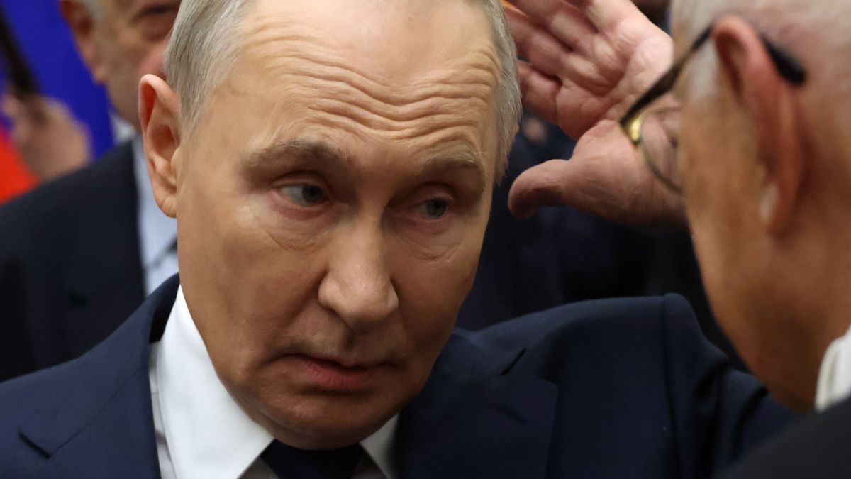 MOSCOW, RUSSIA - DECEMBER 24: Russian President Vladimir Putin reacts during an award ceremony at the Kremlin, on December 24, 2025 in Moscow, Russia. Putin awarded four dozens artists, actors, film directors, entrepreneurs and others prior to the celebrations of 2025 New Year's Eve. (Photo by Contributor/Getty Images)