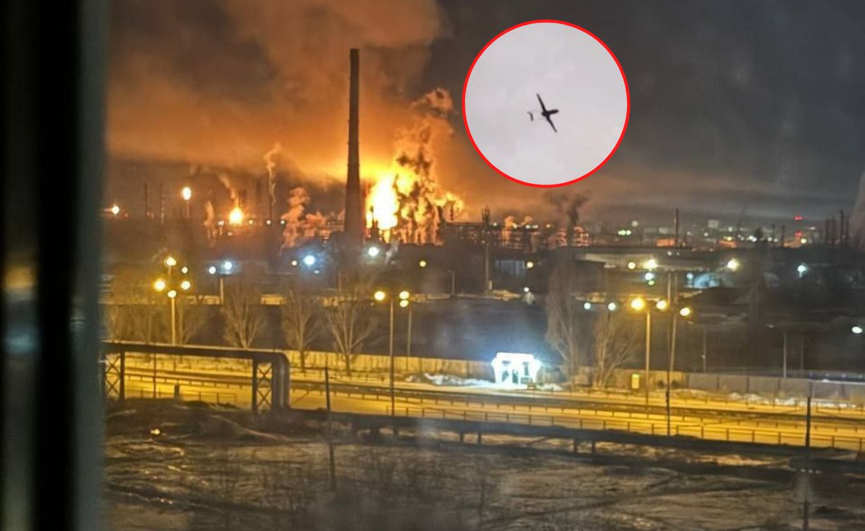 Drone strike sets Russian refinery ablaze amid escalating tensions