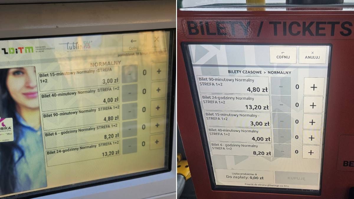 Stare ceny biletów w biletomatach ZDiTM w dniu wejścia w życie nowego cennika