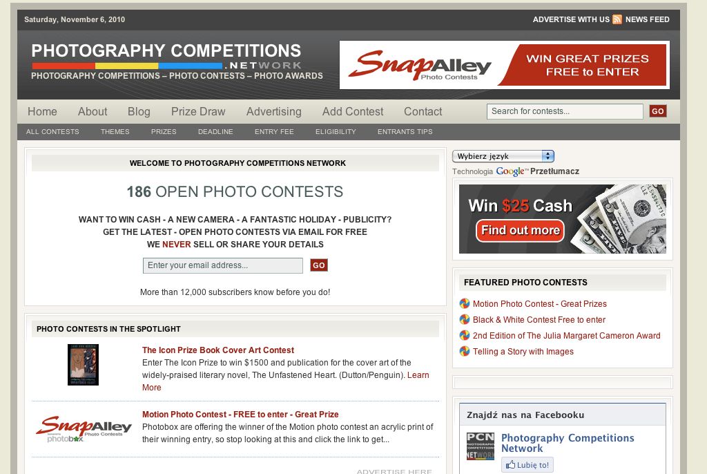 Screen ze strony photographycompetitions.net