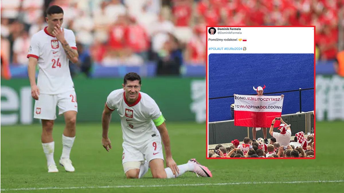 Polski kibic z przesłaniem do żony. Flaga hitem internetu