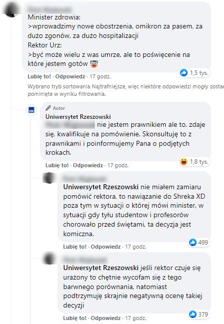 Tak Uniwersytet Rzeszowski zareagował na komentarz internauty 