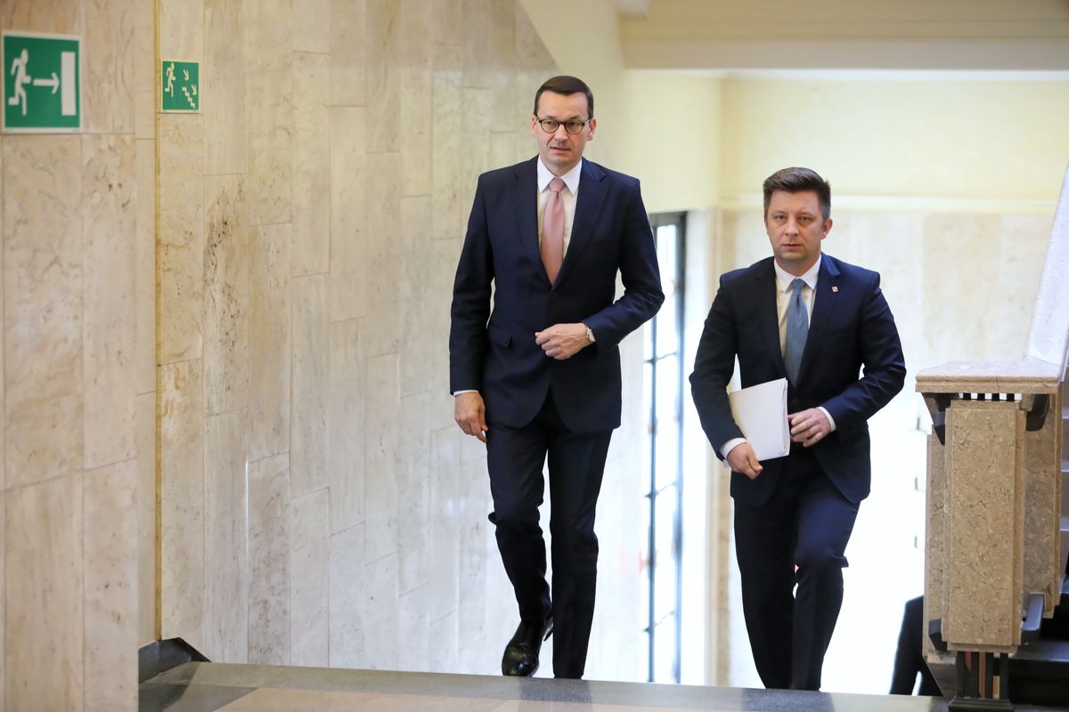 Premier Mateusz Morawiecki i były i szef Kancelarii Prezesa Rady Ministrów Michał Dworczyk