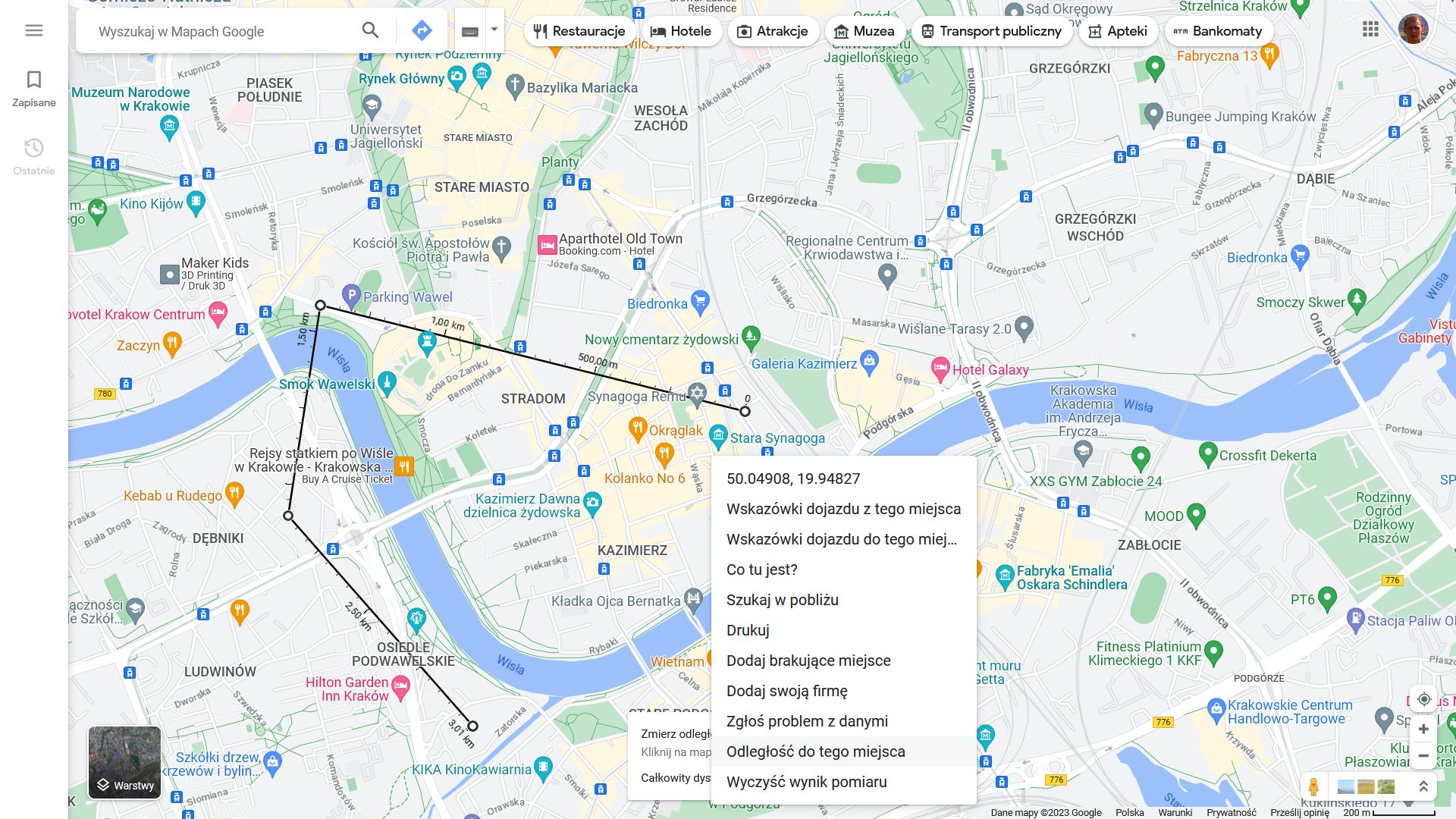 Dodawanie kolejnych punktów do pomiaru