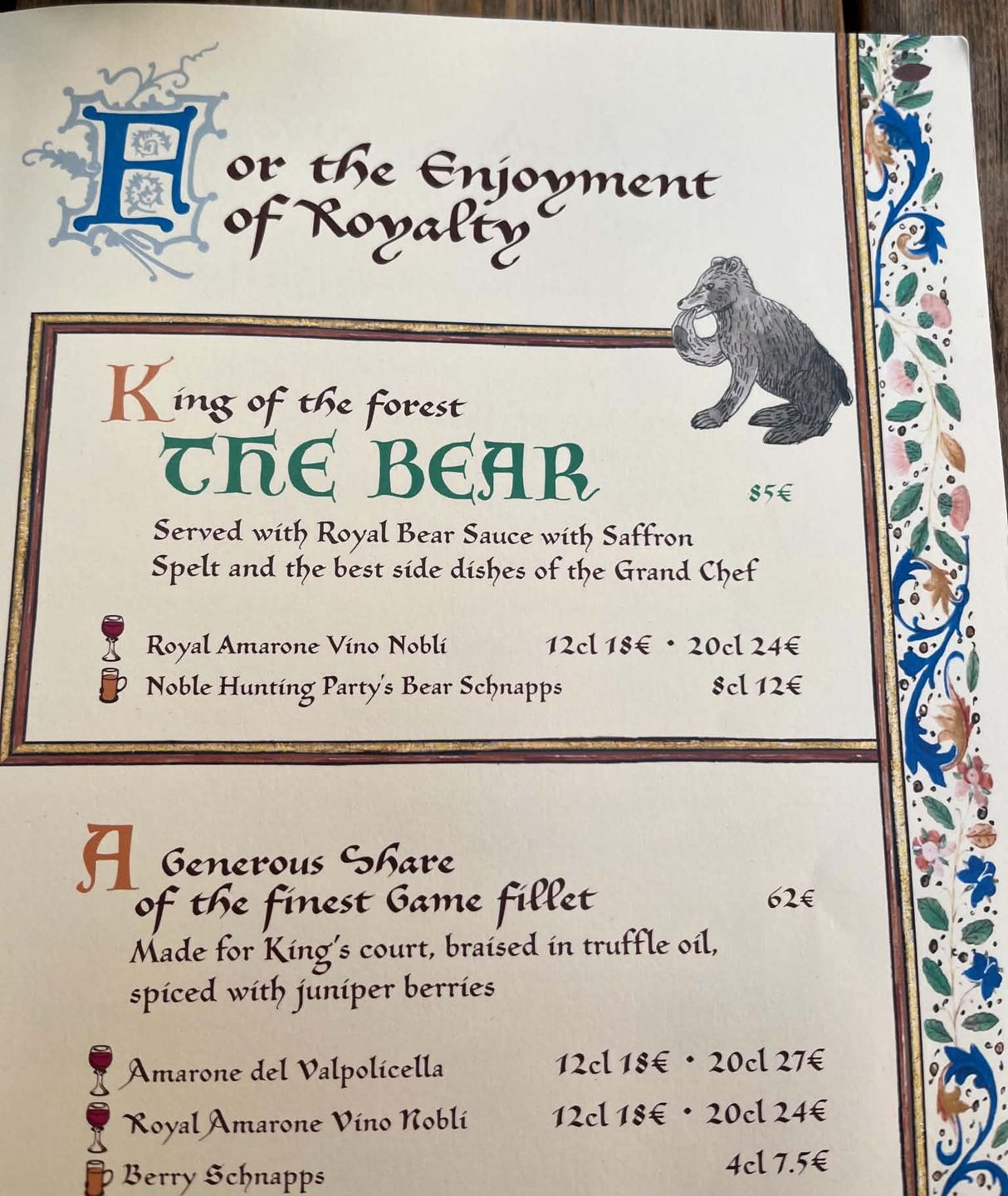 Mięso niedźwiedzia w menu