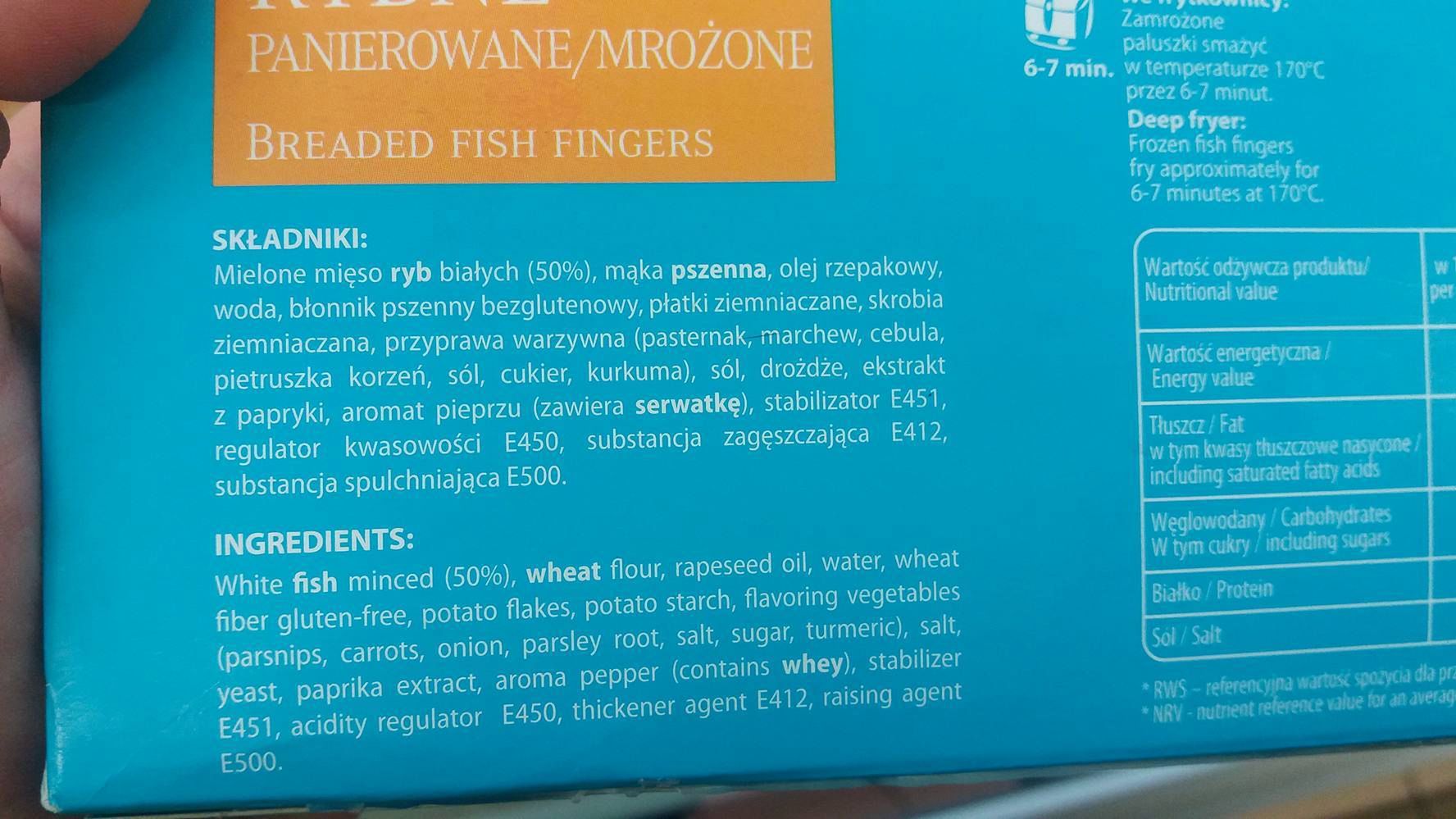 Paluszki rybne firmy Family Frost