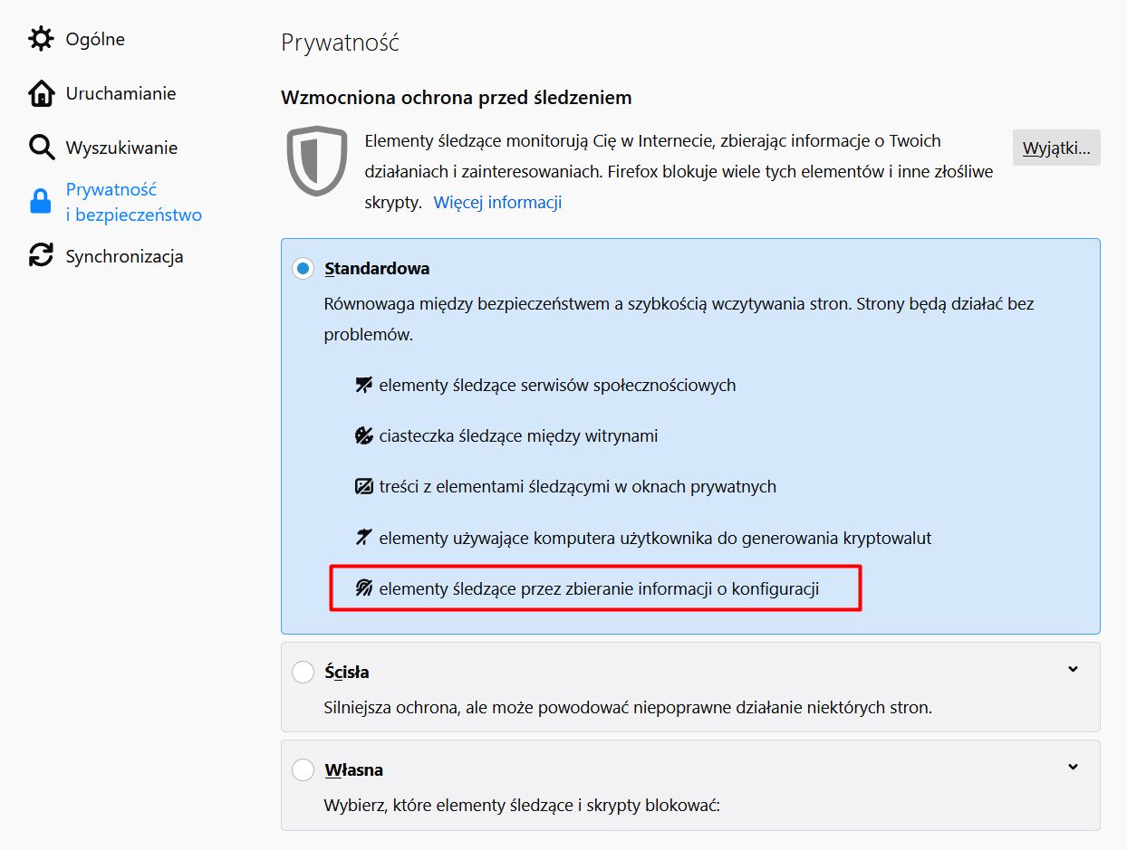 Firefox 72 domyślnie blokuje "fingerprinting".