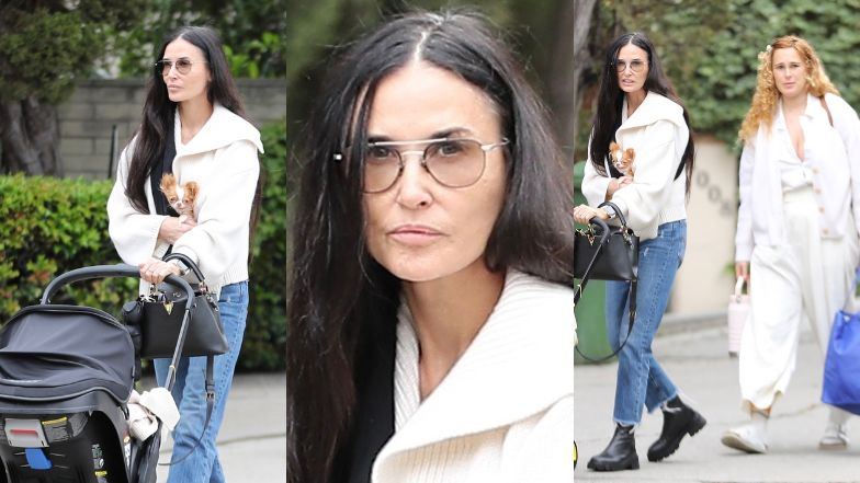 Naturalna Demi Moore spełnia się w roli babci, spacerując z córką i wnuczką ulicami Los Angeles (ZDJĘCIA)