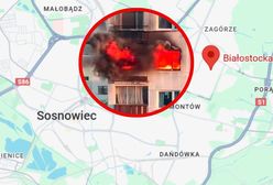 Pożar w Sosnowcu. Płomienie buchały z mieszkania, są nagrania