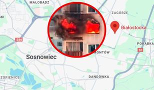 Pożar w Sosnowcu. Płomienie buchały z mieszkania, są nagrania