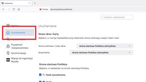 Firefox: menu Uruchamianie