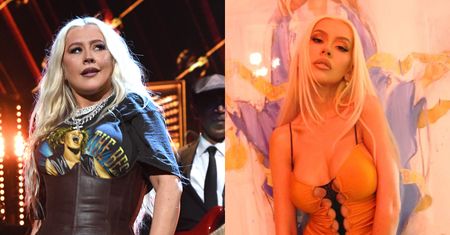 Odmieniona Christina Aguilera wygina się przed obiektywem w pomarańczowej maxi z pokaźnym dekoltem. Fani: "Znów wyglądasz na 25 lat"