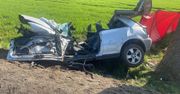 Przasnysz: Tragiczny wypadek na drodze. Kierujący Audi A3 uderzył w drzewo. Nie żyją dwie młode osoby