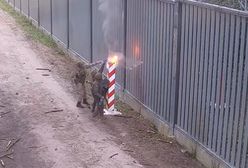 Migranci podpalili znak graniczny. Jest nagranie