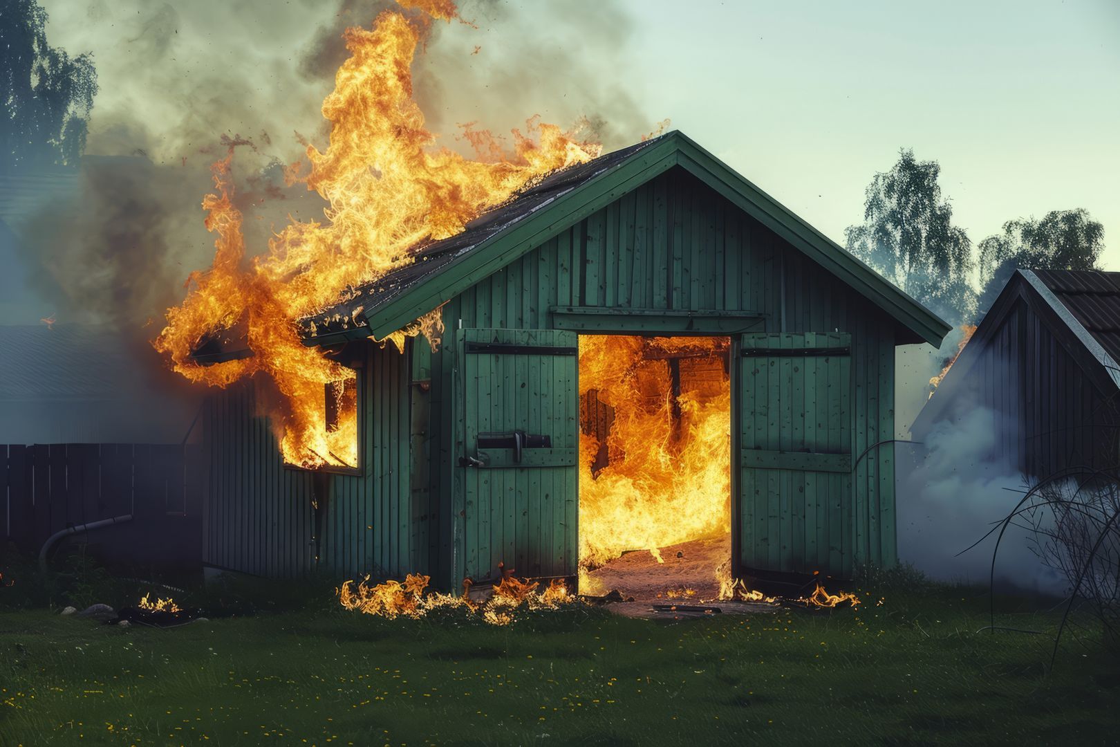 barn, fire, burning, flames, smoke, wooden building, destruction, disaster, structure fire, rural, countryside, inferno, blaze, emergency, danger, heat, crisis, property damage, burnt, scorched, heatwave, ash, glowing, embers, collapse, wood, old, abandoned, rustic, charred, damaged, flammable, safety hazard, building, exterior, dramatic, intense, weathered, weathered wood, outdoor, flame, property, rural fire, environment, emergency service, risk, accident.