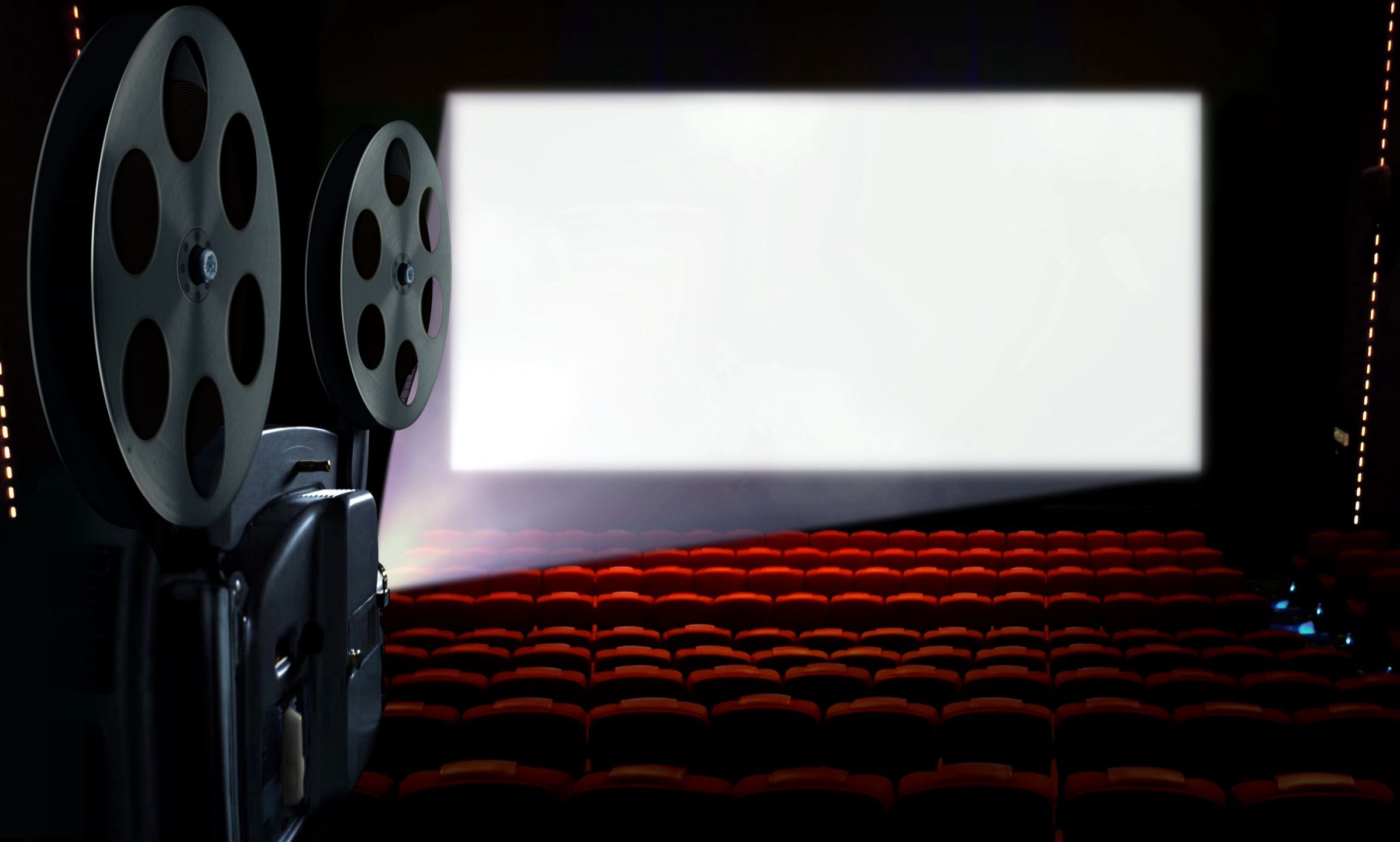 Projektor, kino, scena, sala kinowa, film, projekcja
