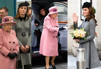 Skromna księżna Kate przestrzega etykiety podczas wspólnego wyjścia z królową Elżbietą (ZDJĘCIA)