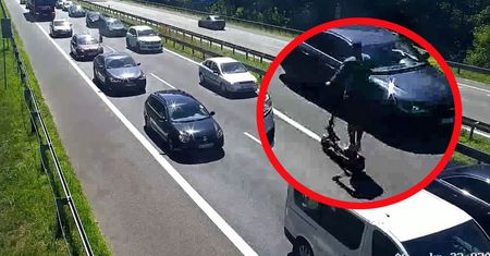 Hulajnogą pod prąd na autostradzie. Szybki finał akcji na A6