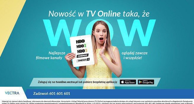 Kanały HBO i Cinemax w ofercie internetowej Vectry. Wkrótce VOD